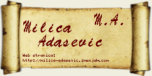 Milica Adašević vizit kartica